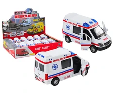 Lean Toys Baltas greitosios pagalbos automobilis 1:32 su šviesos ir garso efektais