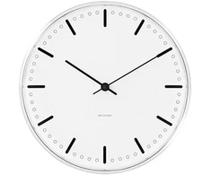 Arne Jacobsen Clocks Arne Jacobsen - Miesto rotušės sieninis laikrodis - Ø16,5 cm - Baltas