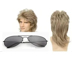 ATL BQ3H Peruka vyriška blond disco retro + okulary