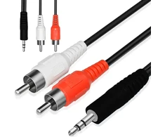 Aux kabelis, mini lizdas 3,5 mm, 2 RCA, RCA, stereo, 1,5 m, e398, 1 vnt.