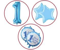 Balony Balionai 1-ojo gimtadienio berniukui 5 žvaigždučių balionų rinkinys