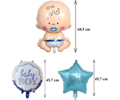 Balony Kūdikio sutiktuvių balionai, 5 žvaigždučių balionų rinkinys berniukui