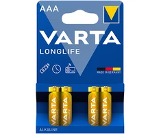 Bateria VARTA LR03 Longlife baterijos, 4 vnt./blisterinėje pakuotėje.