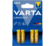 Bateria VARTA LR03 Longlife baterijos, 4 vnt./blisterinėje pakuotėje.