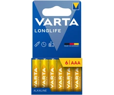 Bateria VARTA LR03 LONGLIFE šarminės baterijos, 6 vnt./bl.