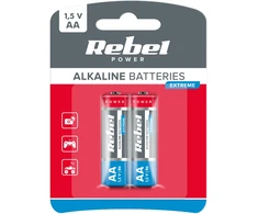 Baterie REBEL EXTREME LR06 šarminės baterijos, 2 vnt./dėžutėje.