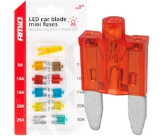Mini automobilių saugikliai su LED diodais, 10 vnt. amio-04340