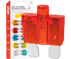 Standartiniai automobilio saugikliai su LED diodu, 10 vnt. amio-04341