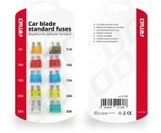 Standartiniai automobilio saugikliai su peiliukais, 10 vnt. rinkinys. amio-01138