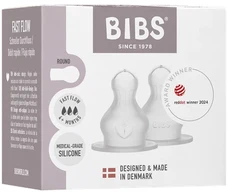 Bibs SEILINTUKAI - Kūdikio buteliuko čiulptukas apvalus silikoninis - greito srauto - 2 vnt. pakuotė
