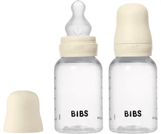 Bibs SEILINTUKAI - Kūdikių buteliukai apvalūs silikoniniai, 2 vnt. - Dramblio kaulo spalvos - 150 ml