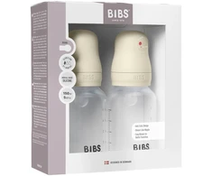 Bibs SEILINTUKAI - Kūdikių buteliukai apvalūs silikoniniai, 2 vnt. - Dramblio kaulo spalvos - 150 ml