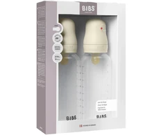 Bibs SEILINTUKAI - Kūdikių buteliukai su apvaliais latekso buteliukais, 2 vnt., vidutinio srauto - Dramblio kaulo spalvos - 270 ml