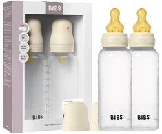 Bibs SEILINTUKAI - Kūdikių buteliukai su apvaliais latekso buteliukais, 2 vnt., vidutinio srauto - Dramblio kaulo spalvos - 270 ml