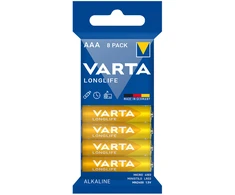 82-686# Šarminės baterijos AAA 1.5 lr3 Varta Longlife folija 8 vnt.
