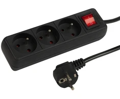 Blow PR-370WSP maitinimo ilgintuvas 3 lizdai su įžeminimu + jungiklis 5m juodas (3x1.5mm)