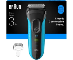 „Braun“ 3+ serijos elektrinis skustuvas, precizinis kirptuvas, drėgnam ir sausam skutimui, 3040S – mėlynas