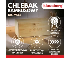 Chlebak Bambukinė duonos dėžutė, 39,5 × 24,5 × 18 cm, Klausberg, kb-7933
