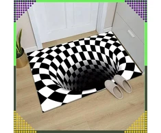 Chodnik Kilimėlis-durų kilimėlis su 3D efektu, iliuzija, balta skylė, 60x90 cm