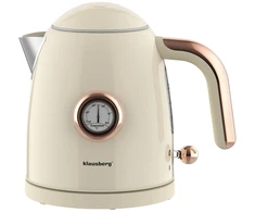 Czajnik, Virdulys, Elektrinis virdulys su termometru, nerūdijančio plieno, grietinėlės spalvos, 1,0 l, 1200 W, Klausberg, kb-9018