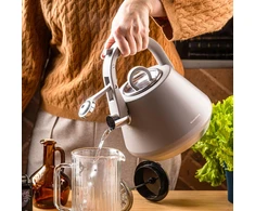 Virdulys, Plieninis virdulys su švilpuku, 2,5 l, matinės pilkos spalvos, indukcinis, klausberg kb-7949