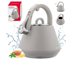 Virdulys, Plieninis virdulys su švilpuku, 2,5 l, matinės pilkos spalvos, indukcinis, klausberg kb-7949
