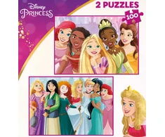 Dėlionė Educa,Disney Educa - 2x100 Disney Princess medinių dėlionių (80-19298)