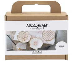 Diy Kit „Pasidaryk pats“ rinkinys - Mini rankdarbių rinkinys dekupažui, midijų kriauklės, švelni rožė, 1 pakuotė - (977788)