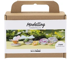 Diy Kit „Pasidaryk pats“ rinkinys - mini rankdarbių rinkinys modeliavimui, akmuo su vabzdžiu, pilka, šviesiai rožinė, šviesiai turkio spalvos, 1 pakuotė - ()