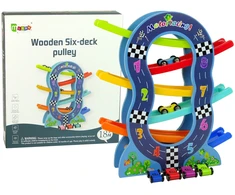 Drewniana Medinė automobilių trasa Lean Toys, 6 aukštų, 30x8x33 cm