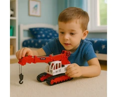Lean Toys Žaislinis vikšrinis kranas su šviesomis ir garsais, metalinė kabina