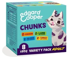 Edgard Cooper - suaugusių kačių veterinarinio ėdalo gabaliukai, kelių pakuočių pakuotė - 8 x 85 g