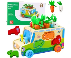 Lean Toys Medinis lavinamasis automobilis su formelių rūšiuokliu ir galvosūkiu