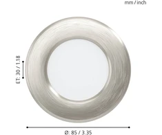 Eglo - FUEVA 5 įleidžiamas LED prožektorius Ø86 mm – šlifuoto plieno