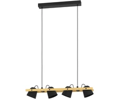 „Eglo“ – „Hornwood-Z“ išmanusis pakabinamas šviestuvas – natūralios medienos ir juodos spalvos – RGB + reguliuojamos baltos spalvos – 78 cm – „Zigbee“ ir „Bluetooth“