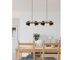 „Eglo“ – „Hornwood-Z“ išmanusis pakabinamas šviestuvas – natūralios medienos ir juodos spalvos – RGB + reguliuojamos baltos spalvos – 78 cm – „Zigbee“ ir „Bluetooth“