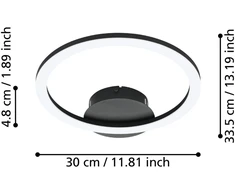 „Eglo“ – „Paranday-Z“ išmanusis lubinis šviestuvas – juodas apvalus – reguliuojama balta spalva – „Zigbee“/„Bluetooth“ – 34 x 30 cm