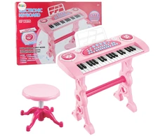 Lean Toys Elektroninis pianinas vaikams su mikrofonu, 37 klavišai, rožinis