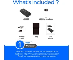 „Energizer“ – JE8000 – 8000 mAh 3 viename įkroviklis, išorinė baterija ir LED lemputė