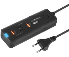 Mobilus Įrenginys - Esperanza EZC109 60W Greitas Įkrovimas 4 Prievadai Juodas