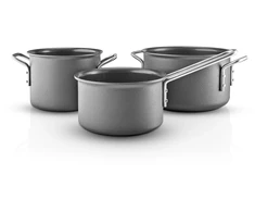 „Eva Trio“ – „Pilkas Line“ virtuvės reikmenų rinkinys – pilkas – 1,8 l – 2,5 l – 3,8 l