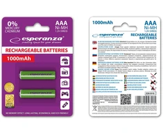 EZA101G Esperanza įkraunamos ni-mh aaa 1000mah baterijos 2 vnt žalios