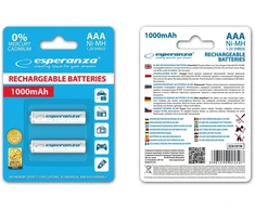 EZA101W Esperanza įkraunamos ni-mh aaa 1000mah baterijos 2 vnt baltos