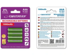 EZA102G Esperanza įkraunamos ni-mh aaa 1000mah baterijos 4 vnt žalios