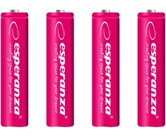 EZA102R Esperanza įkraunamos Ni-MH AAA 1000mAh baterijos, 4 vnt. raudonos