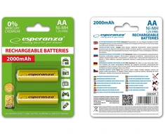 EZA103Y Ni-Mh AA 2000mAh įkraunamos baterijos, 2 vnt., geltonos, Esperanza