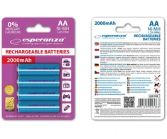 EZA104B Esperanza įkraunamos ni-mh aa 2000mah baterijos 4 vnt mėlynos spalvos