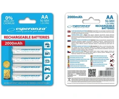 EZA104W Esperanza įkraunamos ni-mh aa 2000mah baterijos 4 vnt baltos spalvos