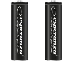 EZA105 Esperanza įkraunamos Ni-MH AA didelės talpos 2600 mAh baterijos, 2 vnt. juodos