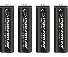 EZA106 Esperanza įkraunamos Ni-MH AA didelės talpos 2600 mAh baterijos, 4 vnt. juodos